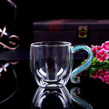 Load image into Gallery viewer, Coffee Mug Crystal Glass Cup Luxury Double Layers Milk Cup Tea Water Bottle Rhinstones Drinkware H1124