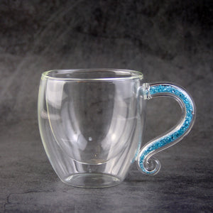 Coffee Mug Crystal Glass Cup Luxury Double Layers Milk Cup Tea Water Bottle Rhinstones Drinkware H1124