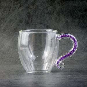 Coffee Mug Crystal Glass Cup Luxury Double Layers Milk Cup Tea Water Bottle Rhinstones Drinkware H1124